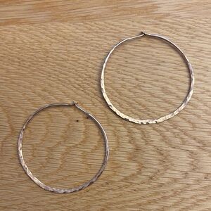 Hammered Rose Gold Color Hoop Earrings